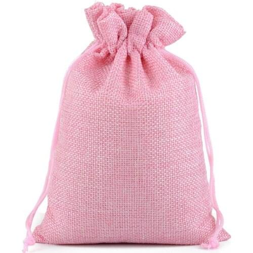 Newest 100pcs pink Jute gift Bag Candy Bags for wedding favor