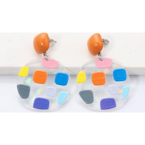 New Arrival Transparent Colorful Spotted Acrylic Earrings Heart Cute Drop Earrigns Women Jewelry 2021