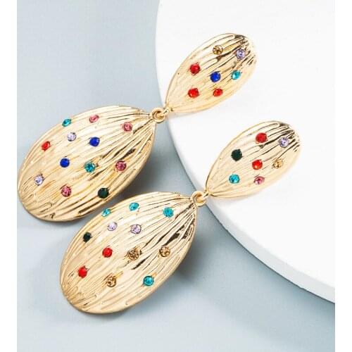 New Design CZ Zircon Crystal Geometric Gold Dangle Drop Punk Earrings for Women Female Party Daily Huggie Fashion Jewelry Brinco