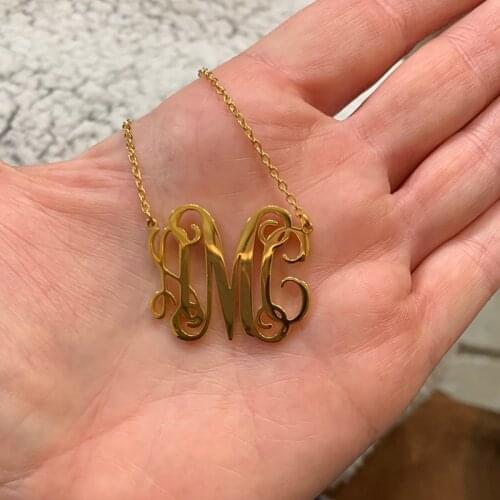 Custom Gold Jewelry Stainless Steel Personalized Monogram Chain Necklace Custom Nameplate Pendant Necklace Best Gift For Friend