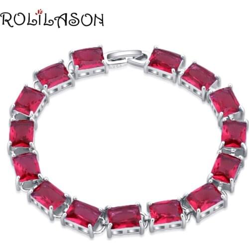 ROLILASON glamorous rose red crystal zircon bracelet the best gift for women dinner party jewelry TB1162