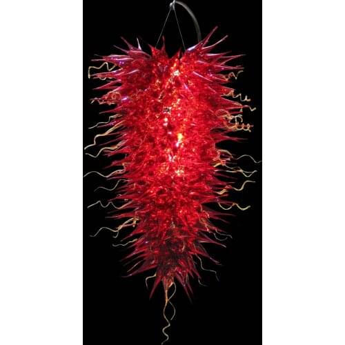 Modern New Design Luxury Large Hotel Lobby Art Decoration Red Color Blown Murano Glass Chandelier Lighting