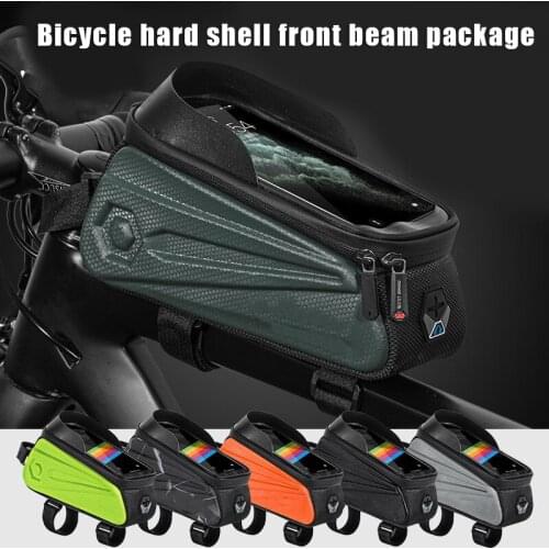 Bike Handlebar Bag Phone Pouch with Earphone Jack Waterproof Touch Screen Phone Holder EVA Cycling Storage Bag XR-Hot