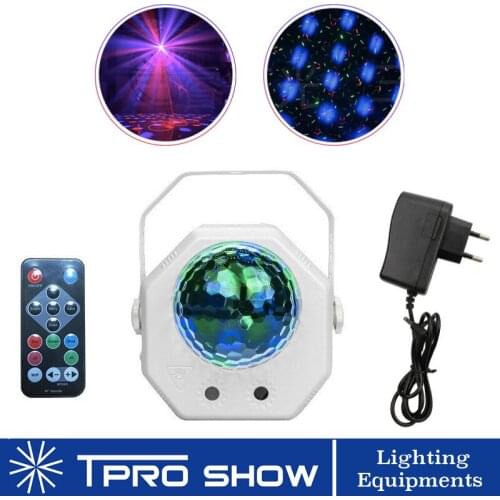Remote RGB LED Disco Light Rotating Magic Ball Laser Projector 2in1 Musci Reaction Stage Lighting Effect For Wedding Chrismas DJ