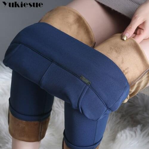 Warm Winter Women Pants Skinny Thick Velvet Wool Fleece Leggins Trousers Lambskin Cashmere Pants Female Leggings Plus size 6XL