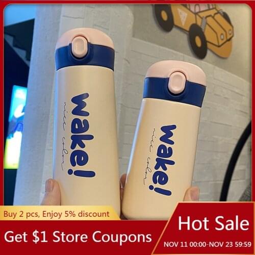 300ML/350ML Thermos Cups Korean Fashion Personality Simple Bouncing Thermos Stainless Steel Cup 2021 Creative water cup