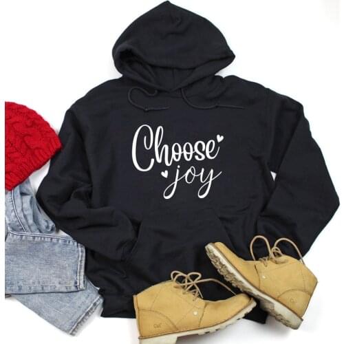 Choose Joy 100%Cotton Hoodies 90s Religious Christian Bible Quote Pullovers Cute Women Graphic Church Jesus Hooded Sweatshirts