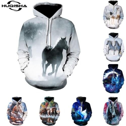 New 3D Printed Kids Boy Girl Unisex Child Hoodies White Horse Animal Pattern Pullover Sweatshirt Fashion Casual Men Women Hoodie