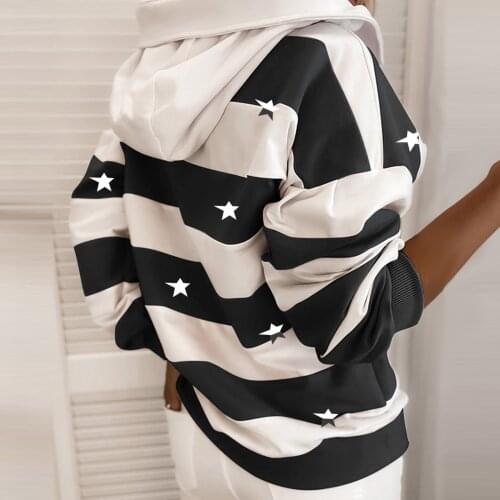 Hoodies Women Sweatshirt Women Oversize Pullovers Stripe Women Clothing With Hood Fashion Loose Jumper Womens Sweatshirt Худи