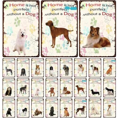 Pet Dog Vintage Poster Bulldog Metal Tin Signs Pub Bar Cafe Home Decoration Pug Labrador Metal Painting Wall Art Plate