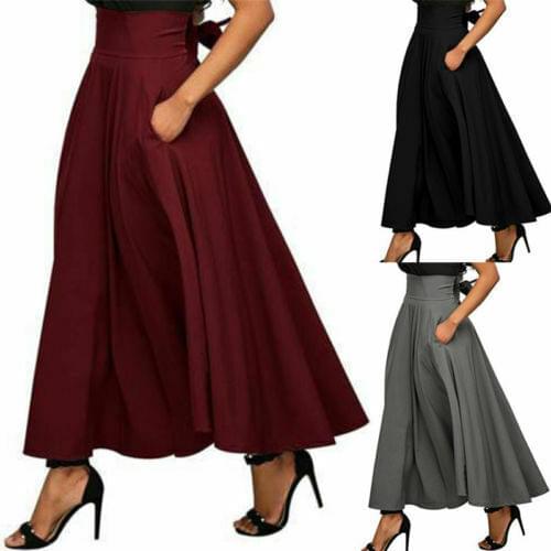 High Quality Gown Maxi Skirt 2020 Women Fashion Skirts Pleated Formal Skirt Silky Satin Skirt Muslim Faldas Jupe