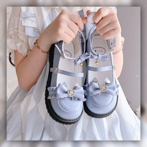 Platform Gothic Sweet Girls Female Kawaii Cosplay Tea Party Japan Cute Anime Lolita Shoes Women Loli Harujuku Feminine Bow Flats