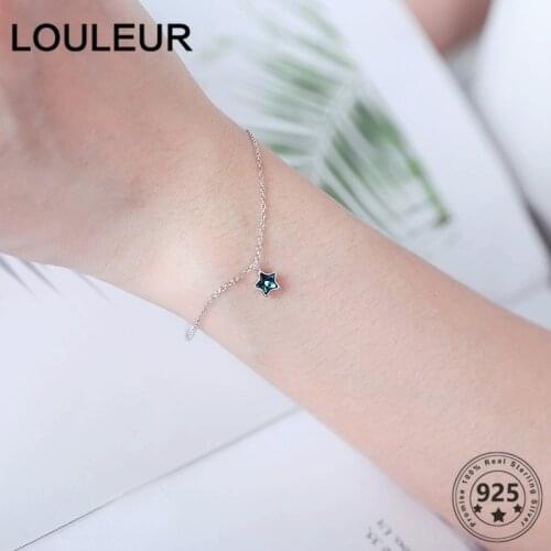 LouLeur Simple 925 Sterling Silver Bracelets Korean Five-Pointed Star Zircon Bracelets For Girl Women Fine Jewelry 2021 Trend