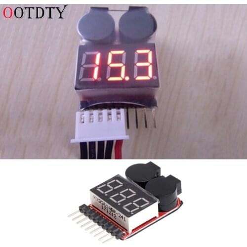 1-8S Lipo/Li-ion/Fe RC Boat Battery 2 In 1 Tester LED Low Voltage Buzzer Alarm