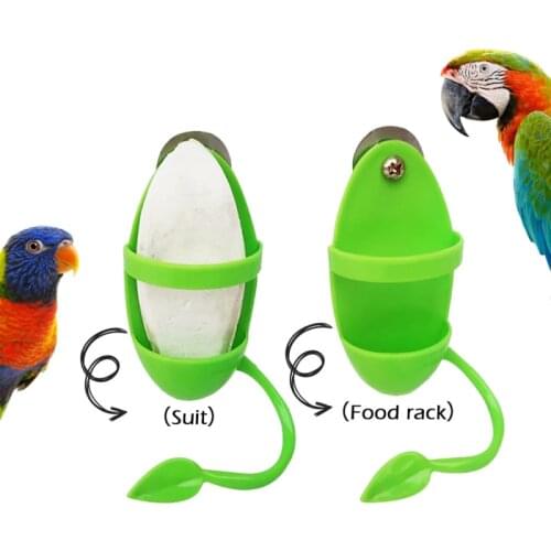 1PC Parrot Feeder with Standing Rack Cuttlefish Bone Holder Plastic Hanging Food Container Cage Accessories Pet Bird Supplies