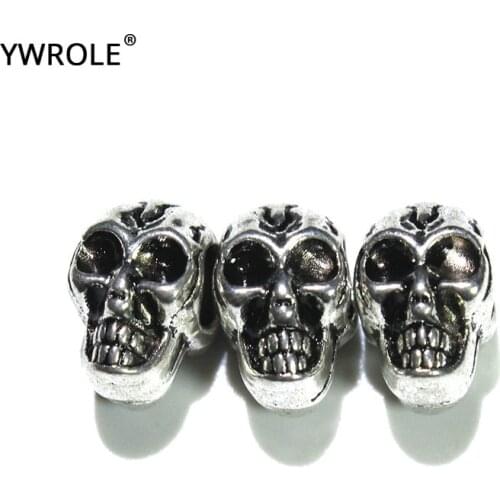 10pcs/20pcs Lot Vintage Silvery Alloy Beads Skeleton Head Spacers Beads Charms DIY For Jewelry Making Bracelet 7*12 mm Wholesale