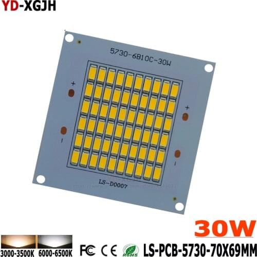 10pc 30W 70*69mm 3000-3200lm LED pcb floodlight plate Aluminum heat sink with SMD5730 Light Source for outdoo Street light Diy