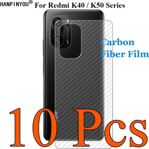10 Pcs/Lot For Xiaomi Redmi K40 Pro Plus Ultra 6.67" 3D Transparent Carbon Fiber Back Film Skin Screen Protector Sticker