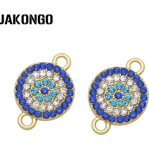 10pcs Gold Color Blue Crystal Bohemian Round Connectors For Making Bracelet Jewelry Findings DIY Accessories 20*14mm