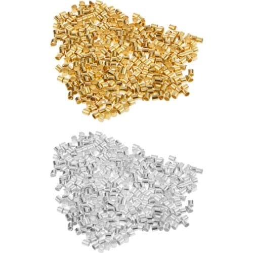 1200pcs 1.5mm Round Copper Tube Crimp End Spacer Beads for Jewellery Making