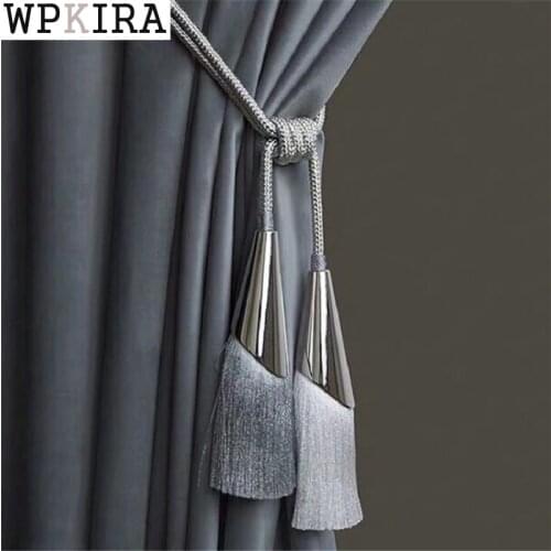 2Pcs/Pair Curtain Brush Tiebacks Tassel Fringe Hanging Belt Balls Curtain Accessories Holderback Tie Backs Lashing CP-DS013&B