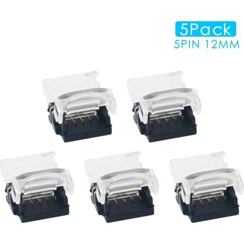 5Pcs 5PIN 12mm LED Strip Terminal Connector for RGBW RGBWW 3528 5050 LED Strip Light 5Pin Wire Connector High-Density