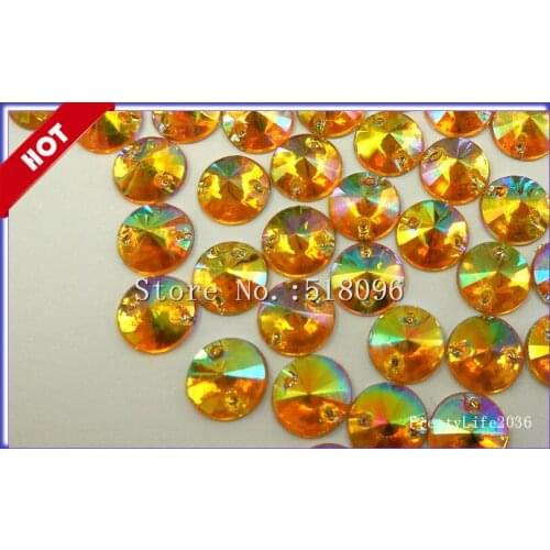 ACrylic Round Loose Rhinestones 8mm 500pcs Wedding Decoration Yellow Stones and Crystals Strass For Women Clothes Dress Costume