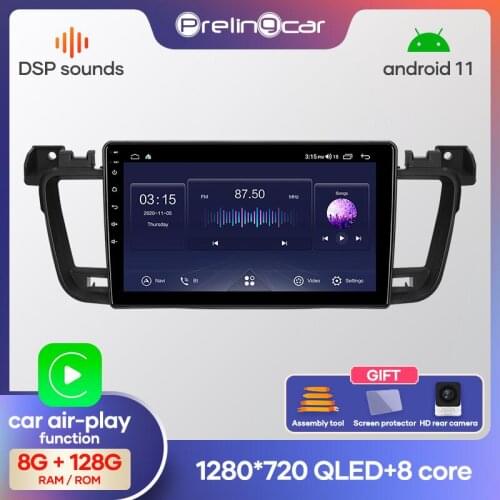 Prelingcar Android 10 NO DVD 2 Din Car Radio Multimedia Video Player Navigation GPS For Peugeot 508 2011-2018 Octa-Core