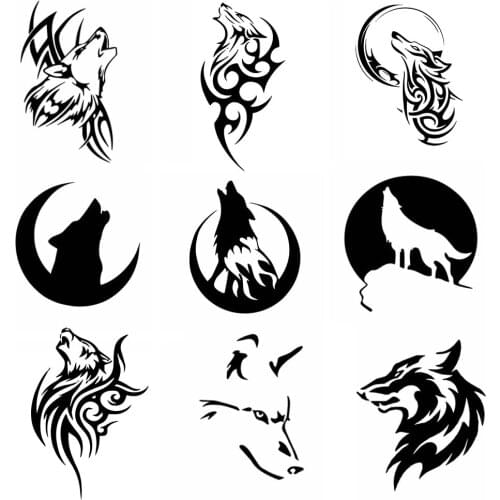 Car Stickers Decor Motorcycle Decals Wolf Head Pattern Decorative Accessories Creative Sunscreen Waterproof PVC