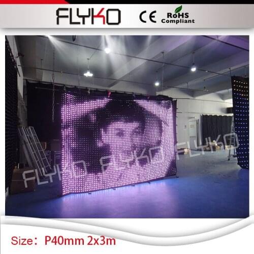 Free shipping P4cm 2mx3m concert backdrops foldable led video cloth flexible fireproof LED vision curtain