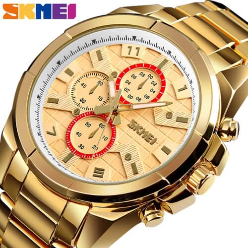 SKMEI Business Men Quartz Watch Alloy Straps Large Dial Wristwatch 30M Waterproof Watch Relogio Masculino 1378 erkek kol saati