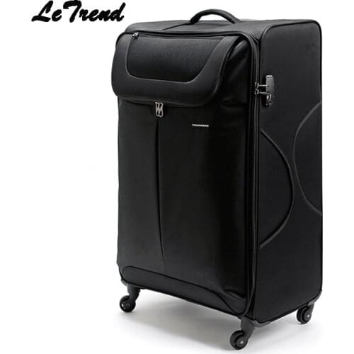 Letrend Large Capacity 32 inch Canvas Rolling Luggage Spinner Wheel Suitcase Trolley Men Carry On Women password Travel Bag