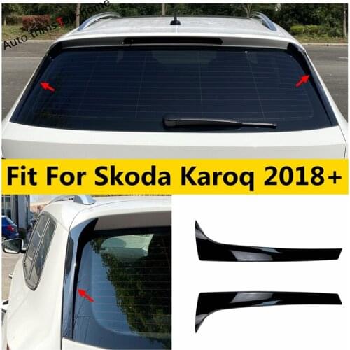 Black Accessories Rear Window Windshield Spoiler Tail Wing Decor Stripes Cover Trim ABS Exterior Kit For Skoda Karoq 2018 - 2020