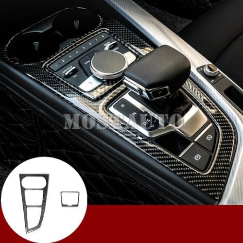 For Audi A4 S4 Carbon Fiber Center Console Gear Box Frame Cover Trim 2016-2020 2pcs Car Accessories Interior Car Decor Car Trim