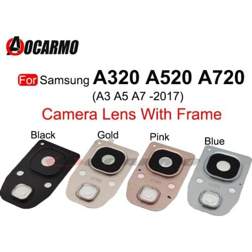 For Samsung Galaxy A3 A5 A7 2017 A320 A520 A720 Back Rear Camera Glass Lens Cover with Frame Replacement Parts