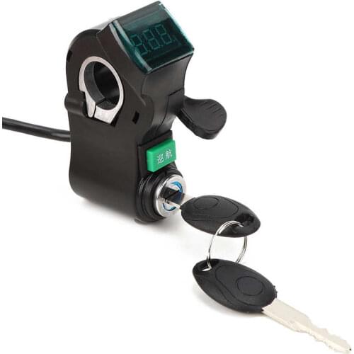 Electric Scooter Thumb Throttle with Key Lock LCD Display Cruising Switch Electric Bicycle E-bike Handlebar Throttle Accelerator