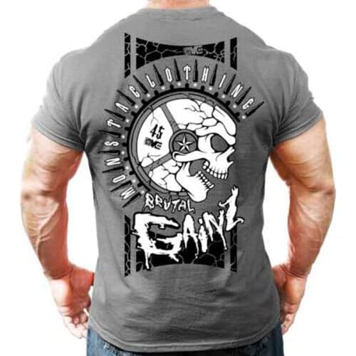 New Mens Brand gyms t shirt Fitness Bodybuilding Slim Cotton Shirts Men Short Sleeve workout male Casual Tees Tops