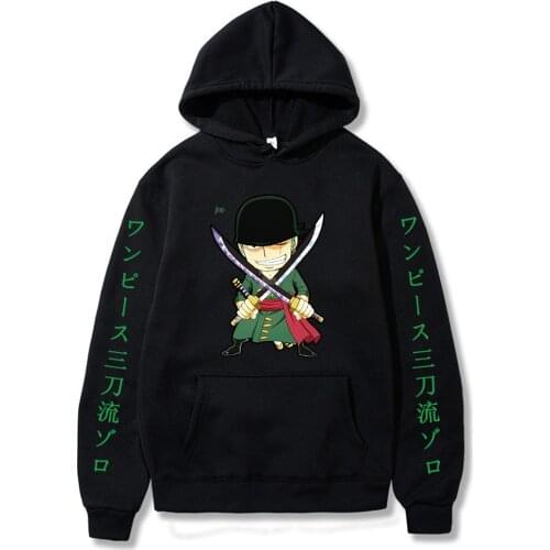 Japanese Anime One Piece Roronoa Zoro Hoodie 2021 Long Sleeve Autumn Winter Pullover Casual Sportswear Male