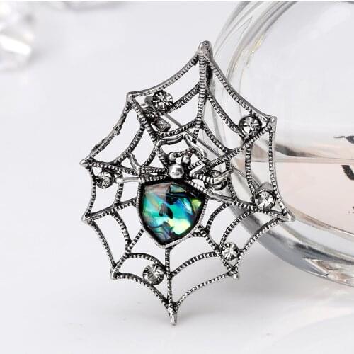 Personality Spider Web Brooch Natural Shell Joker Spider Brooches for Women Animal Pins Jewely Accessories
