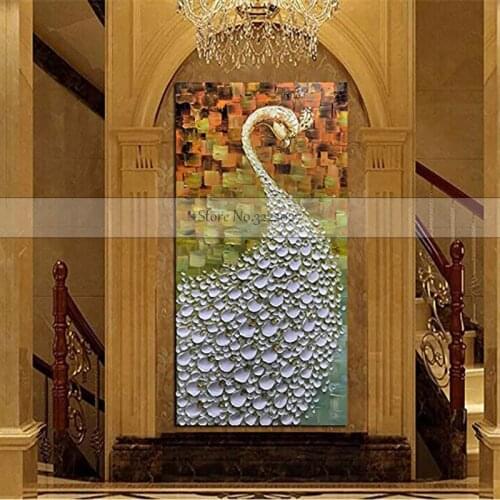 Handmade Canvas Painting Abstract Landscape Oil Painting On Canvas Wall Art Pictures Peacock for Home Decor Paintings Unframe