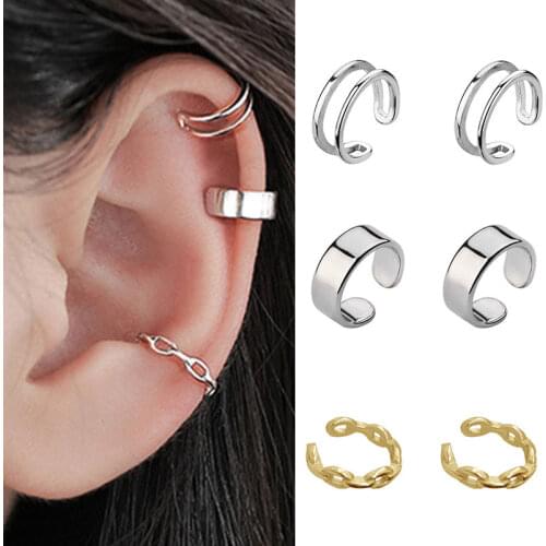 Fashion Metal Chain Ear Cuff Ear Clip For Women No Pierced C Shape Hollow Geometric Small Earcuff Ear Wrap Earcuff Clips Jewelry