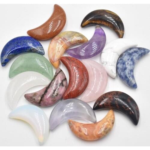 Fashion natural tiger eye stone amethysts mixed moon shape no hole pendants for jewelry making Wholesale 16pcs/lot free shipping