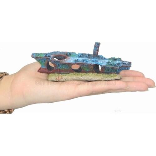 13*3*5cm Navy Warship Batttle Ship Resin Boat Aqaurium Tank Fish Decoration Ornament Underwater Ruin Wreck Landscape
