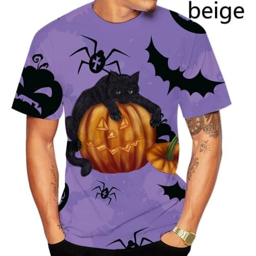 Fashion Cat 3D Printed Round Neck Short-Sleeved T-Shirt Cat Funny Halloween Men T Shirt
