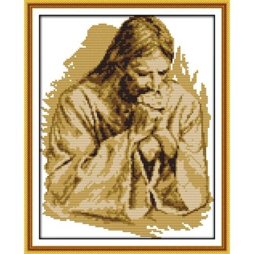 Everlasting Love The Praying Jesus Chinese Cross Stitch Kits Ecological Cotton Printed 14CT 11CT DIY Wedding Decoration For Home
