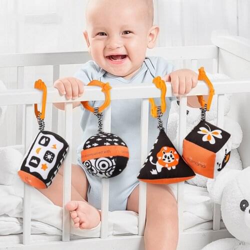 Pack of 4 Babies Travel Rattle Infant Handbells Stroller Seat Bed Educational Toy for 0-12 Months Boy Girls