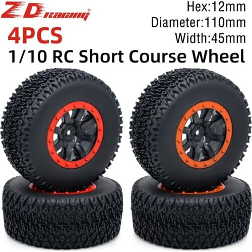 110mm RC Car Rubber Tires Wheel Rim Set for 1/10 Short Course Truck ARRMA SENTON 4X4 550 MEGA XLH 9125 Traxxas Slash Redcat HSP