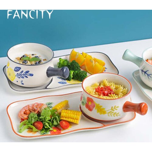 FANCITY Japanese breakfast bowl and plate set for one person creative net red exquisite breakfast tableware plate household
