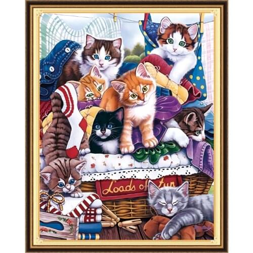 Cross stitch kits DIY New Chinese Style Cross stitch Sets Printed Patterns Home Decor Cartoon Cats
