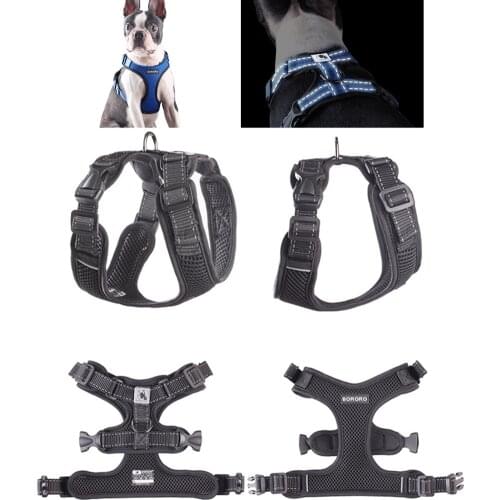 Dog Chest Vest Adjustable Harness Mesh Reflective Harnesses Training Product No Pull Breathable Vest For Small Medium Large Dogs